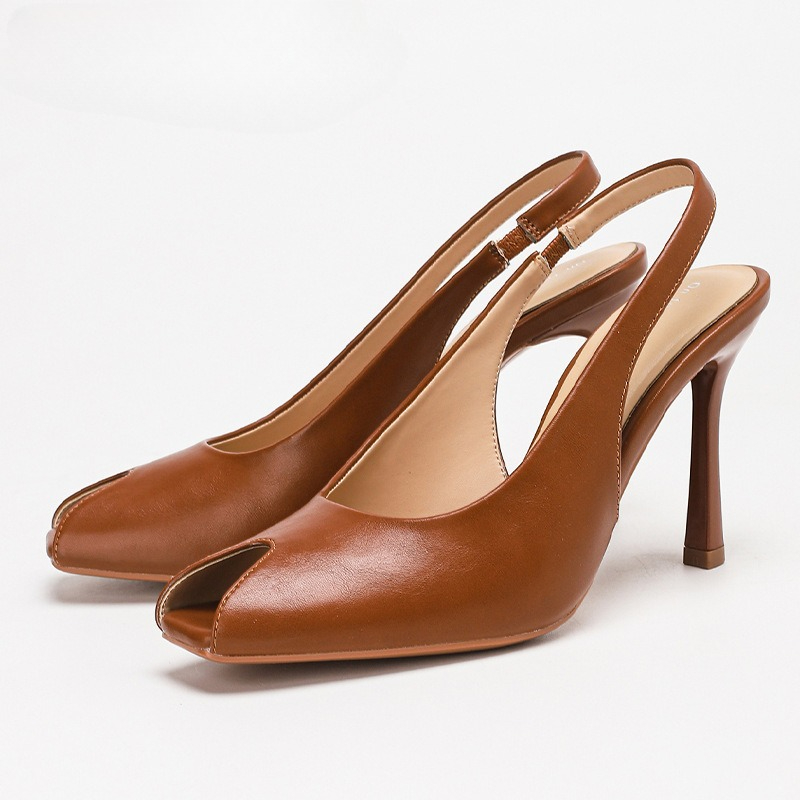 Casual Sandal Leather - Sexy Slingback High Heels Women PU