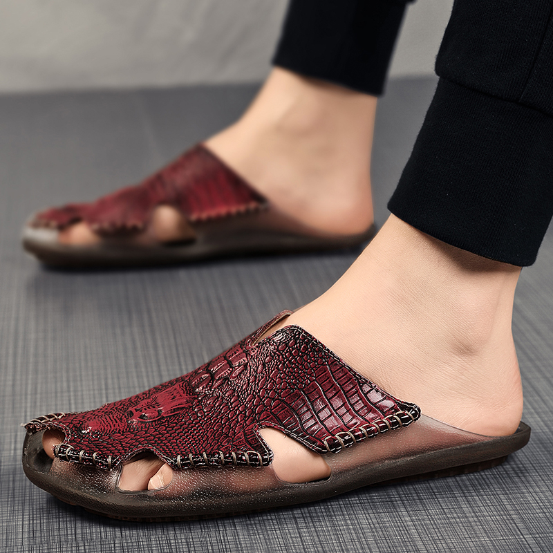 Men Slides Genuine Leather Sli - огляд і ціна Flip Flop Leather Men